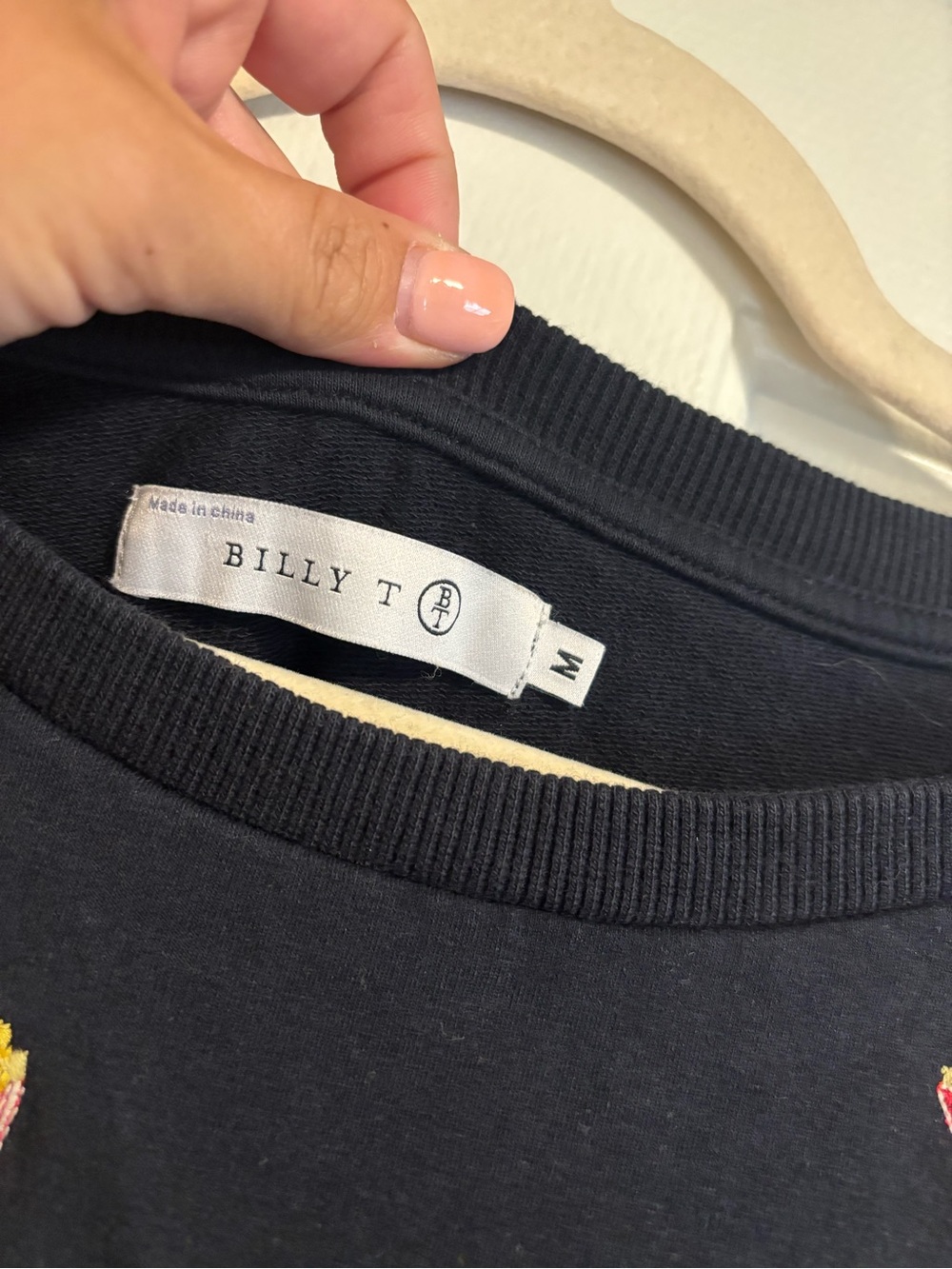 Billy T Black Crewneck Sweatshirt with Embroidered Popcorn - Picture 3 of 6